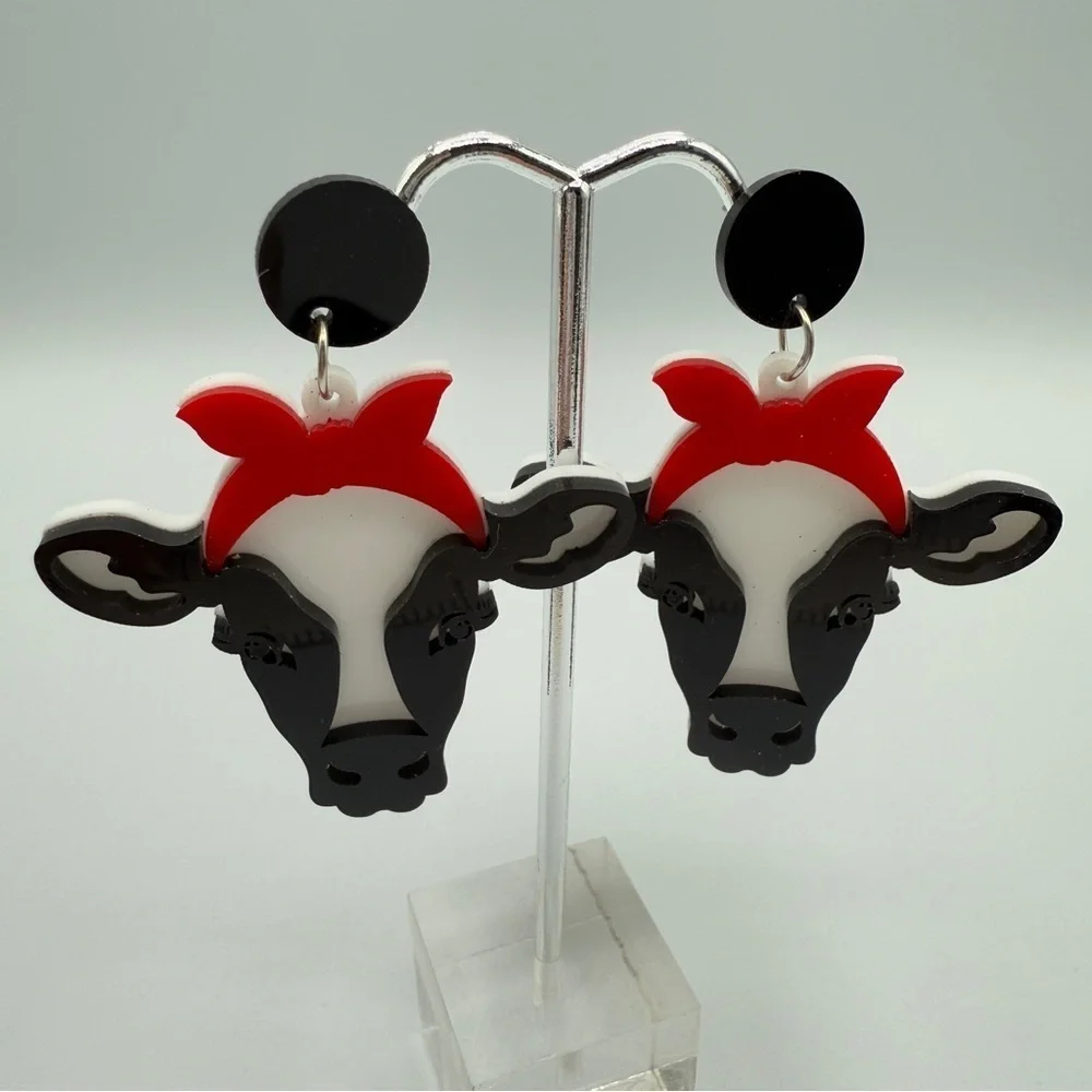 Milkmaid Dairy Cow Retro Acrylic Earrings